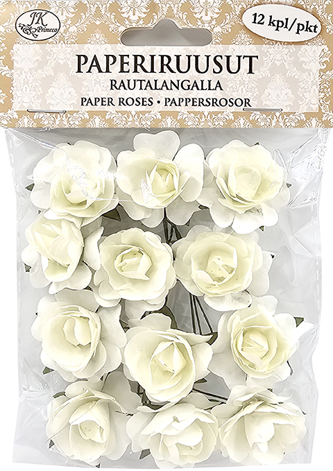 Paper roses big white 12pcs
