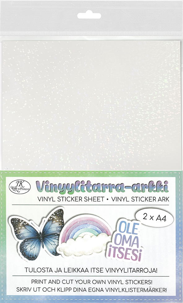 Vinyylitarra A4 hologrammi piste valkoinen 2ark