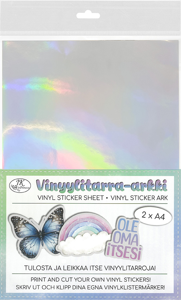Vinyylitarra A4 hologrammi hopea 2ark