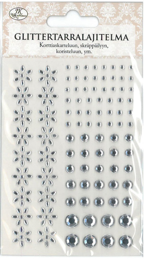 Rhinestone sticker assortment flowers/pearls clear