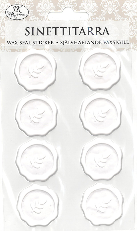 Wax seal sticker Leaves white