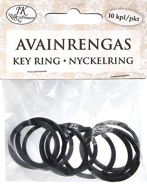 Avainrengas 2,5cm musta 10kpl