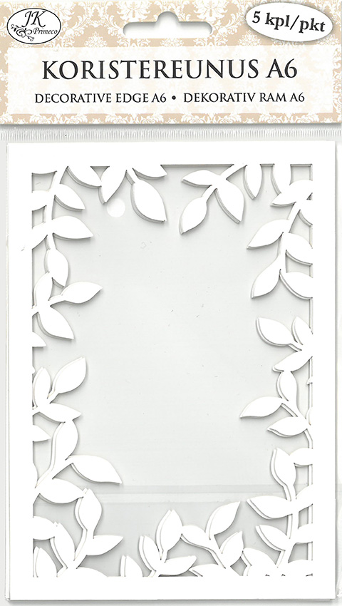 Decorative edge A6 Leaves white 5pcs