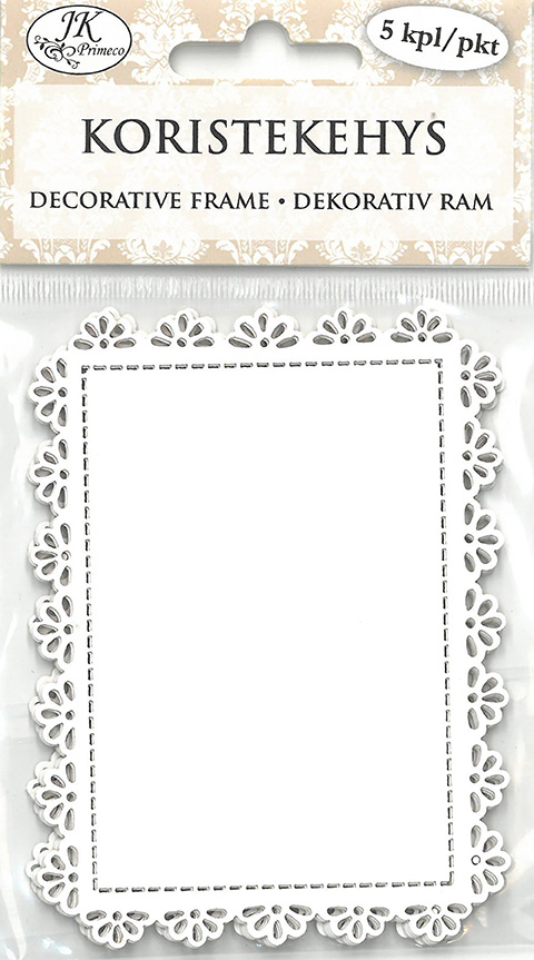 Decorative frame Rectangle flower white 5pcs