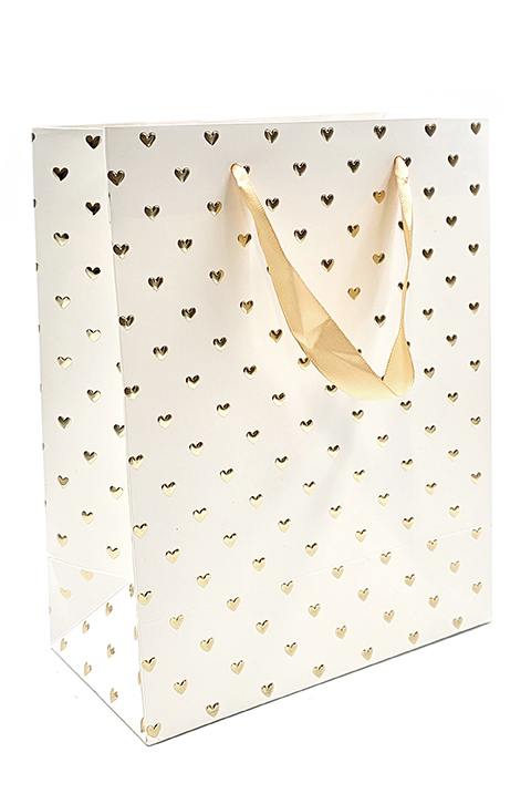 Gift bag M Embossed heart gold foil
