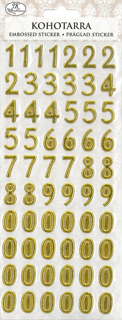 Embossed sticker Numbers gold