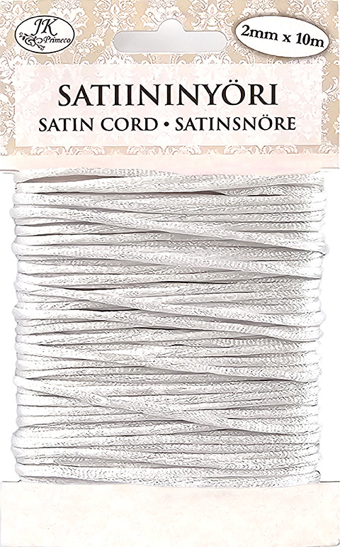 Satiininyöri 2mm x 10m valkoinen