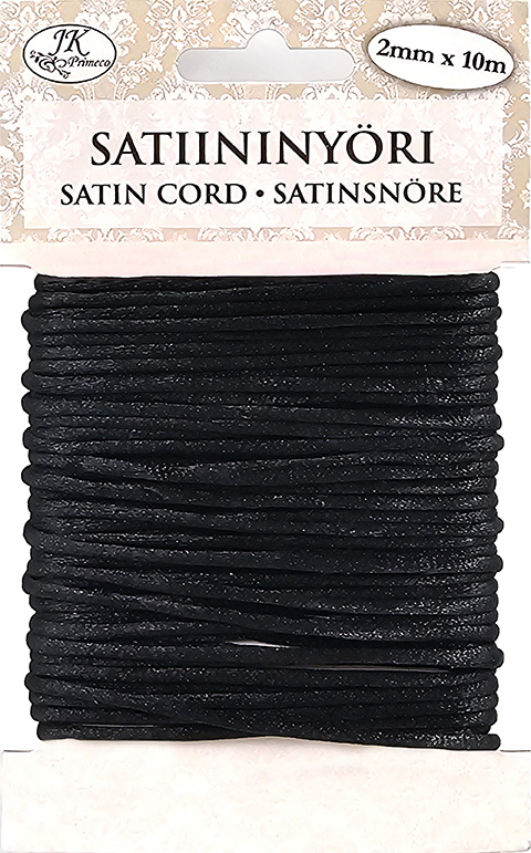 Satiininyöri 2mm x 10m musta 