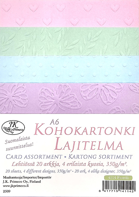 Embossed card assortment A6 pastel 20pcs