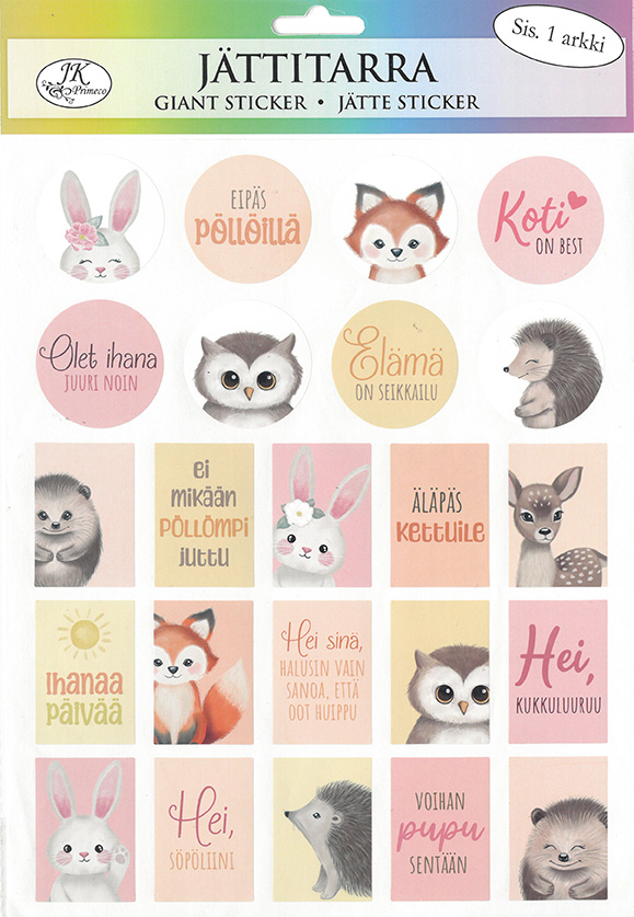 Jättitarra-arkki Suloiset eläimet ja tekstit