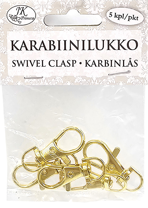 Karabiinilukko 3,5cm kulta 5kpl