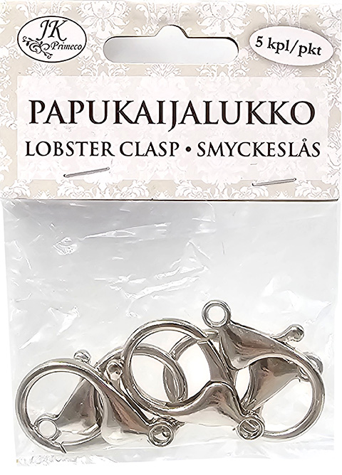 Lobster clasp big silver 5pcs
