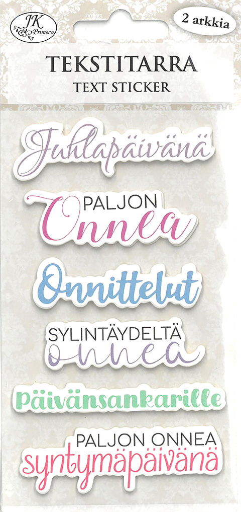 Text sticker Toivotukset pastelli 2 sheets