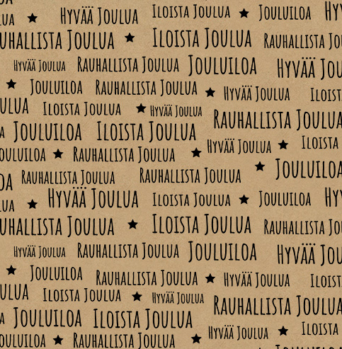 Gift wrapping paper natural 70cm x 5m Joulutoivotukset musta