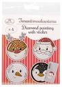 Diamond painting with sticker Christmas characters round 4pcs