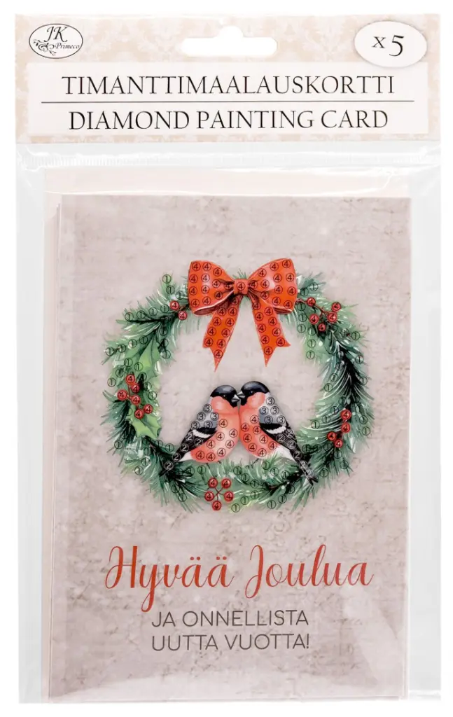 Diamond painting card Kranssi ja linnut 5pcs