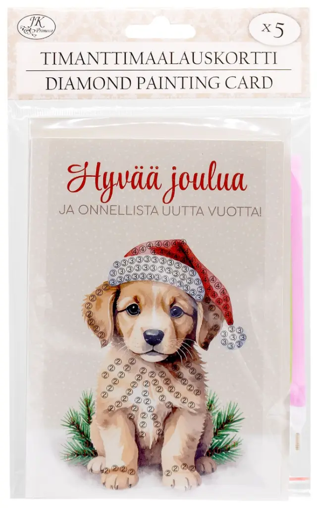 Timanttimaalauskortti Koira joulu 5kpl
