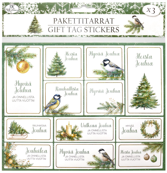 Pakettitarra Joulu kultafolio vihreä 3ark