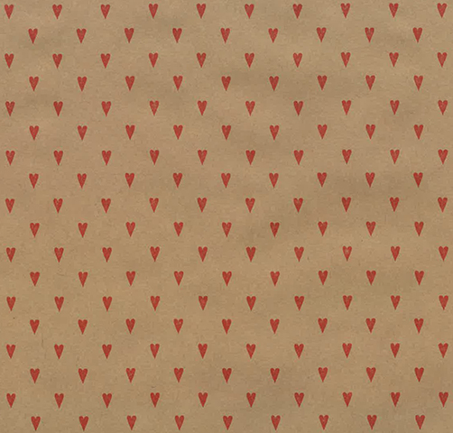 Gift wrapping paper natural 70cm x 5m Heart red