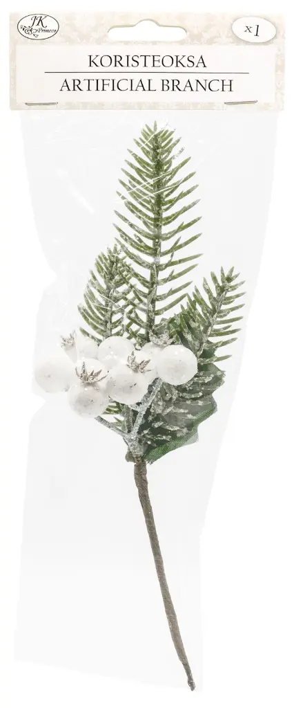 Artificial branch with berry glitter white