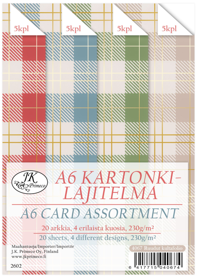 Kartonkilajitelma A6 Ruudut kultafolio 20ark