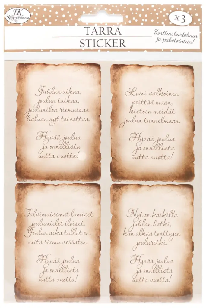 Sticker Joulutoivotukset ruskea 3 sheets