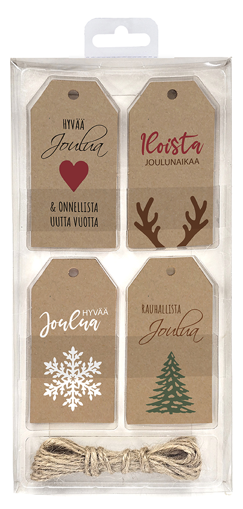 Gift tag set Joulu uusioruskea 20pcs