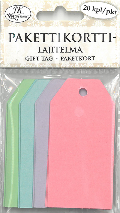 Gift tag assortment 4 x 8cm pastel 20pcs