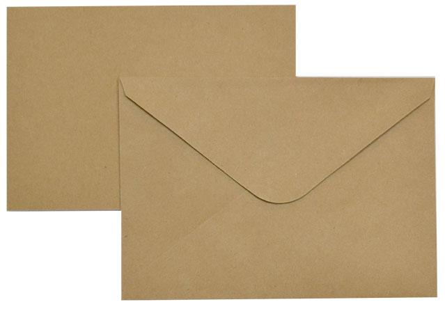 Folded card + envelope recycled brown 5pcs+5pcs