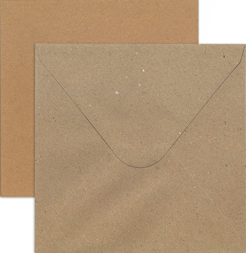 Folded card + envelope big square recycled brown 5pcs+5pcs