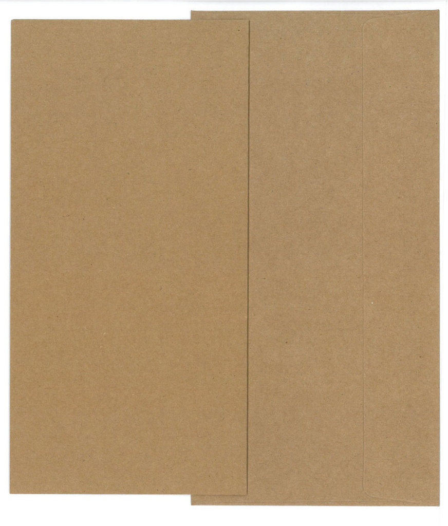 Folded card + envelope long recycled brown 5pcs+5pcs