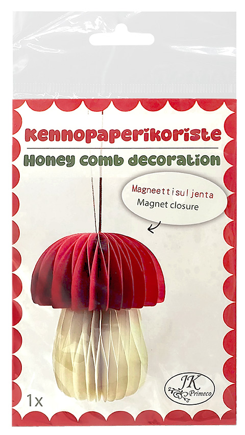 Honeycomb paper decoration Mushroom red/white