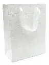 Gift bag M Snowflake embossed white