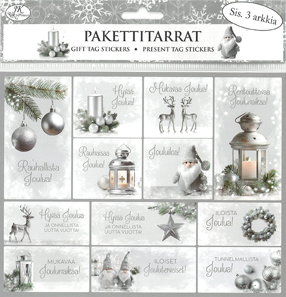 Gift tag sticker Deco harmaa 3pcs