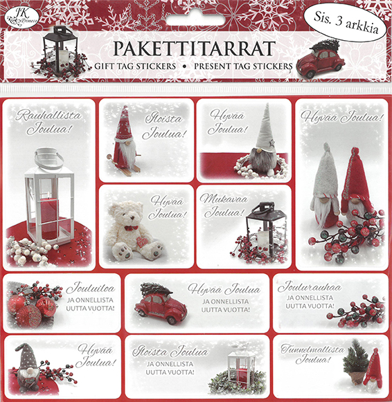 Gift tag sticker Deco punainen 3pcs
