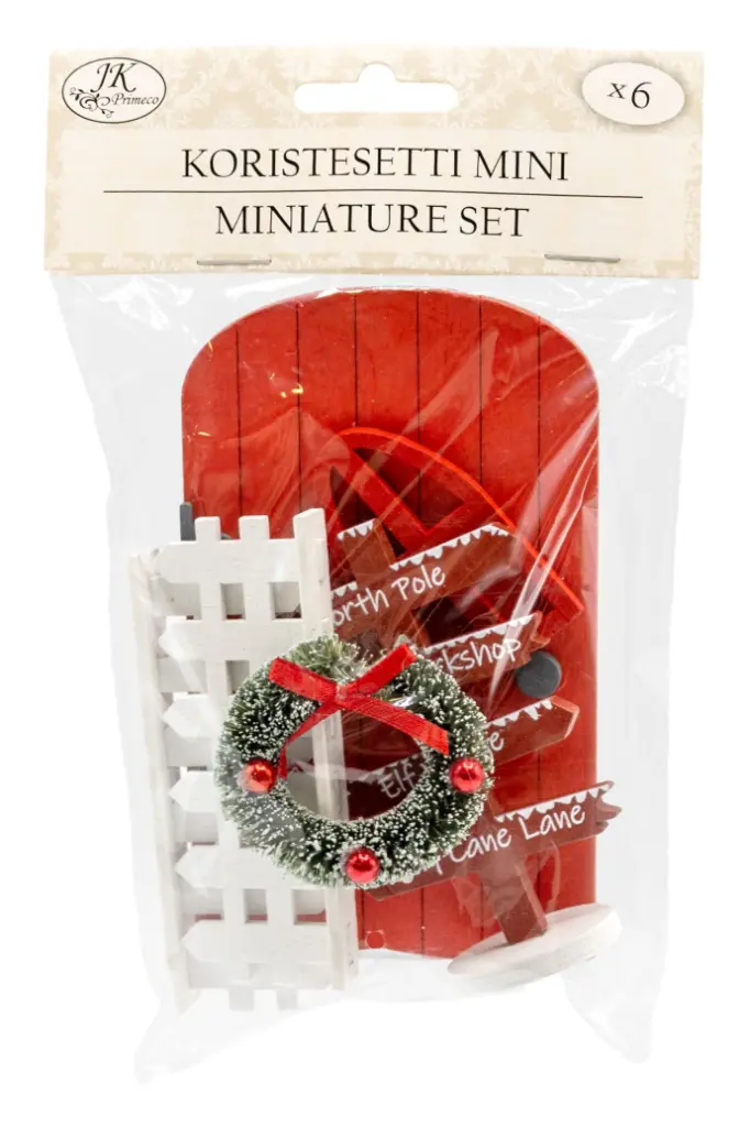 Miniature set Ovi, aidat ja kyltti 6pcs