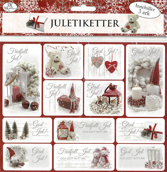 Gift tag sticker Deco röd 3pcs