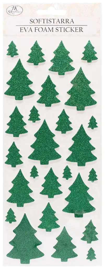 Eva foam sticker Spruces green glitter