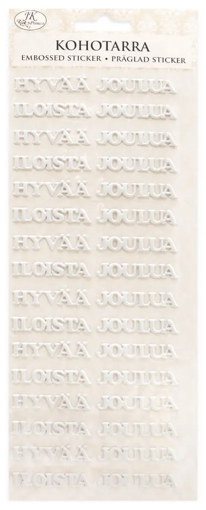 Embossed sticker Hyvää joulua valkoinen