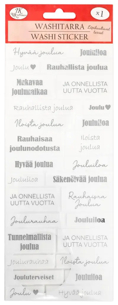 Washi sticker long Joulutekstit hopea