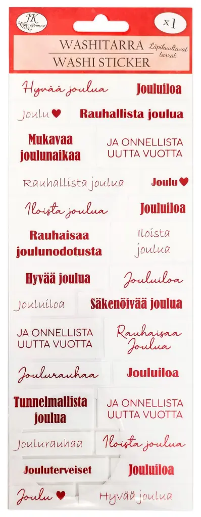 Washi sticker long Joulutekstit punainen