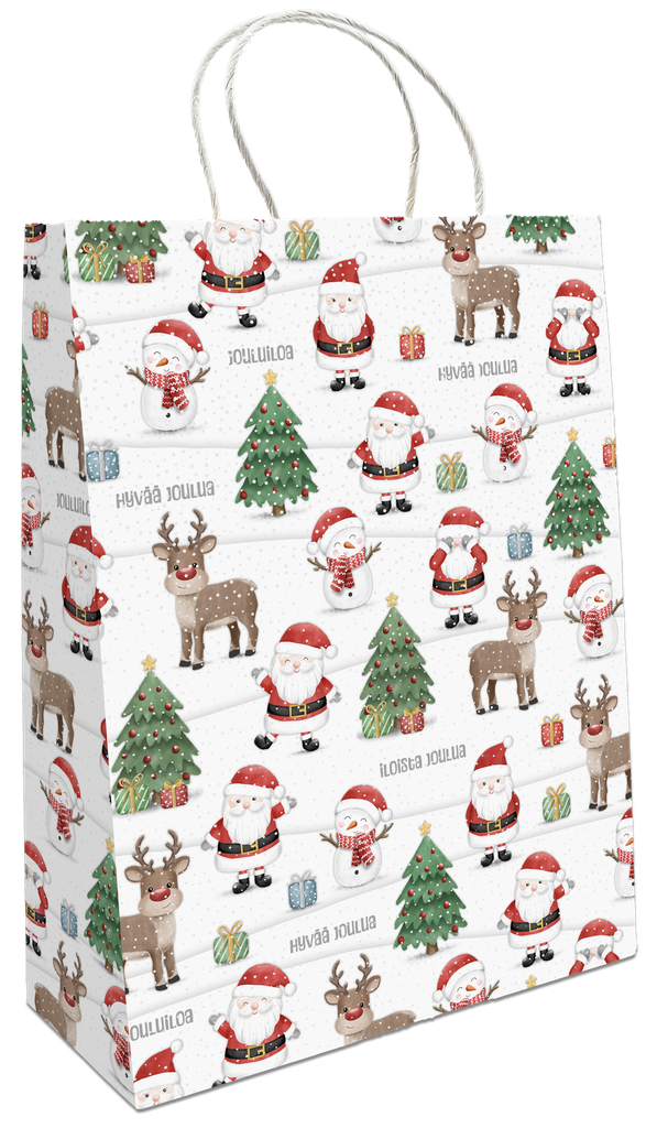 Gift bag XL Iloiset jouluhahmot valkoinen