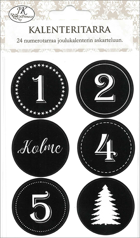 Christmas calendar sticker musta 4 sheets