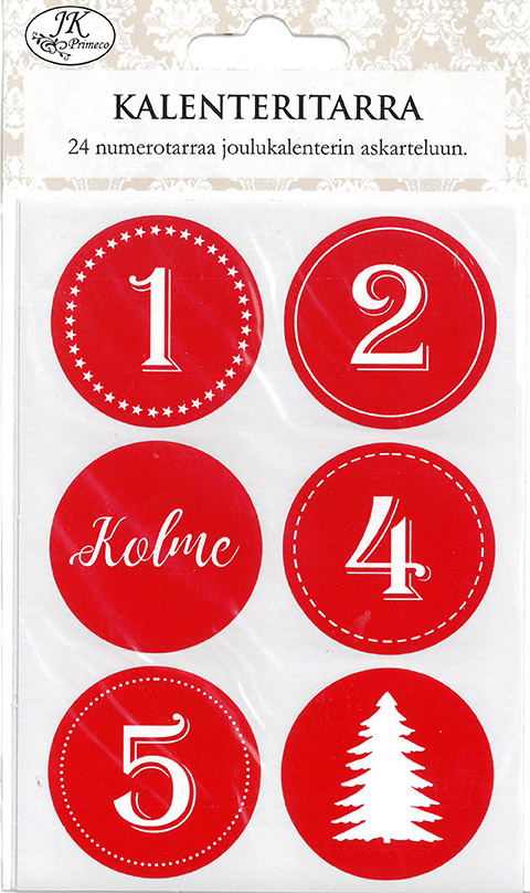 Christmas calendar sticker punainen 4 sheets