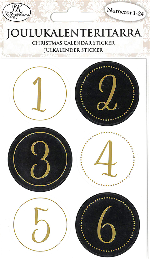Christmas calendar sticker black/gold 4 sheets