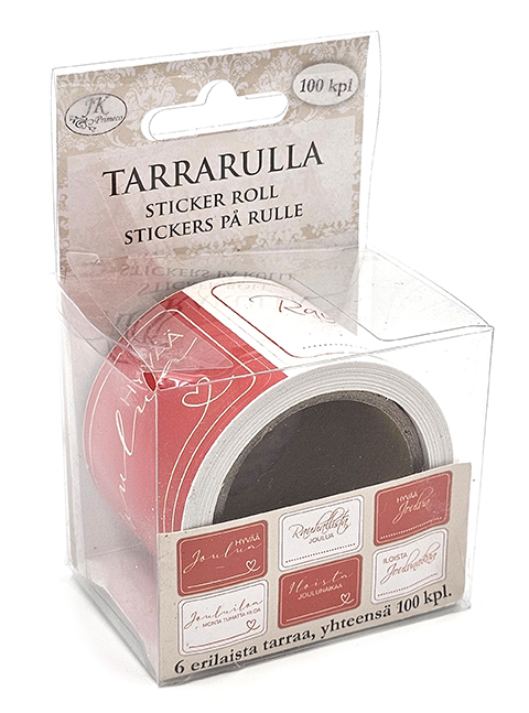 Sticker roll Joulutekstit punavalkoinen 100pcs