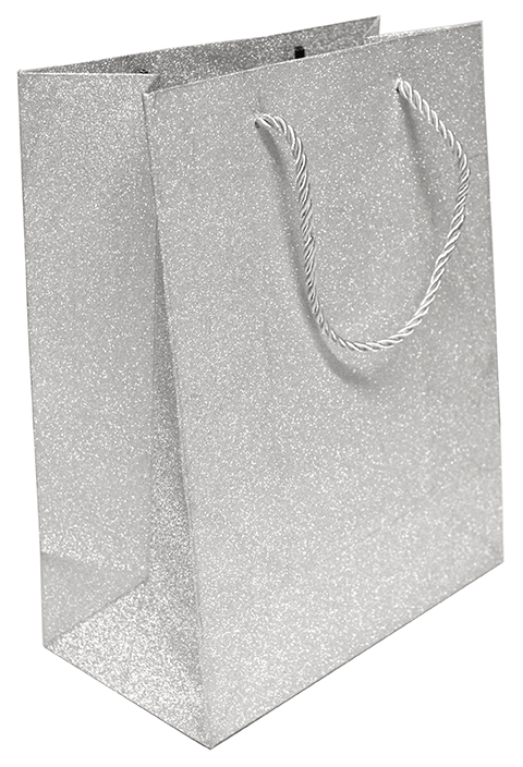 Glitter gift bag M silver