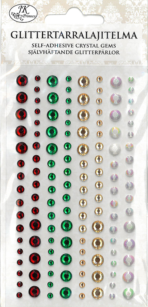 Rhinestone sticker assortment red/green