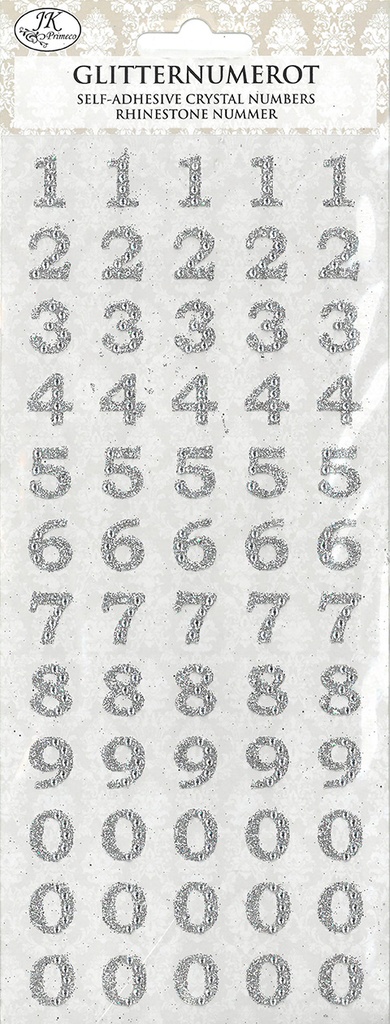 Rhinestone sticker numbers silver