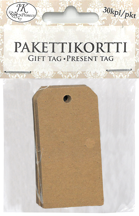 Gift tag 3 x 6cm recycled brown 30pcs